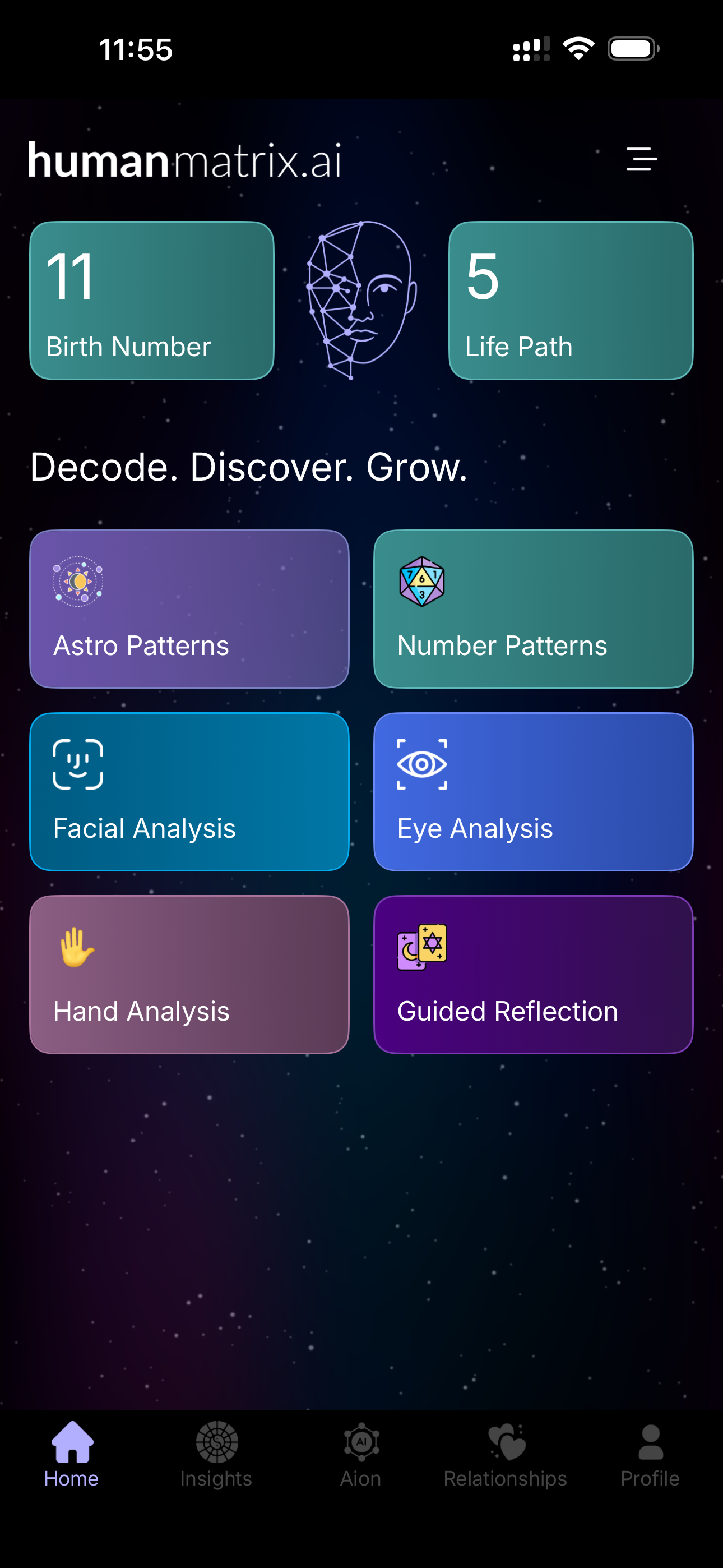 HumanMatrix.AI App Home Screen